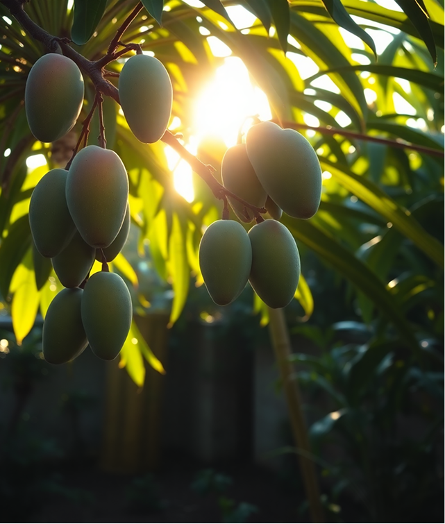 peaceful morning light filtering through tropical garden